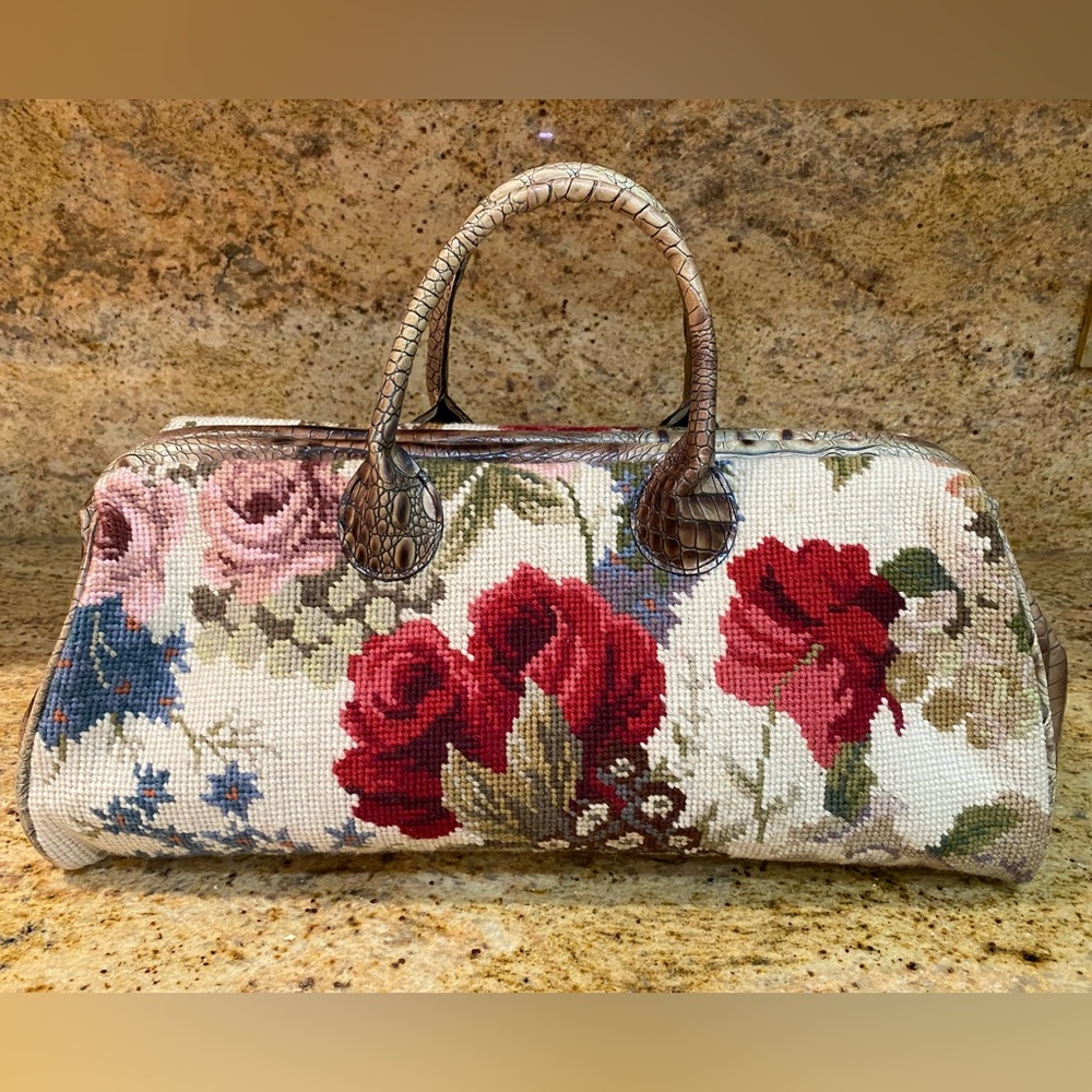 Clever Carriage Company Needlepoint Doctor’s Satchel, English Garden